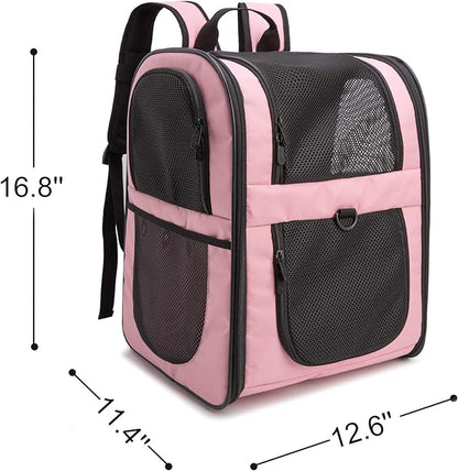 apollo walker Pet Carrier Backpack for Large/Small Cats and Dogs, Puppies, Safety Features and Cushion Back Support for Travel, Hiking, Outdoor Use (Pink)