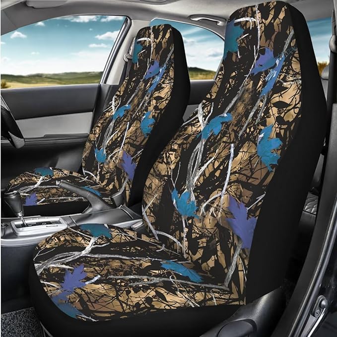 Blue Camo Hunting Seat Covers for Cars Front Seat