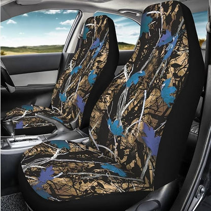 Blue Camo Hunting Seat Covers for Cars Front Seat