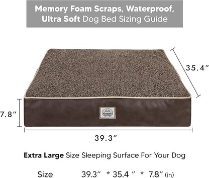 Memory Foam Dog Bed for Extra Large Dogs- Waterproof Dog Bed Mat with Removable Washable Cover