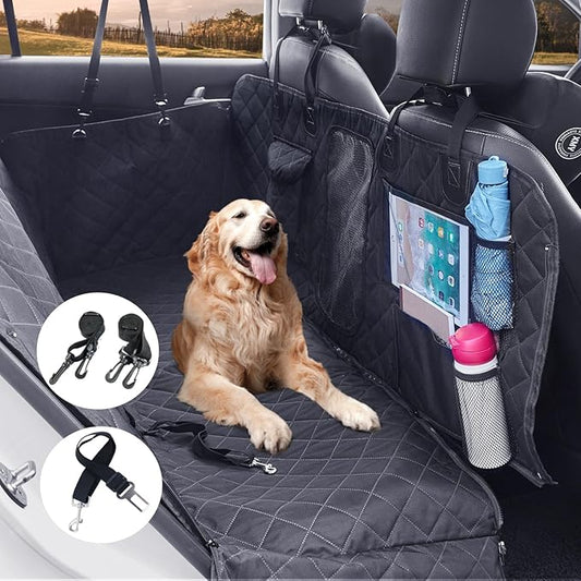 Dog Car Seat Cover for Back Seat Waterproof Backseat Cover for Dogs in Car Durable Nonslip Dog Hammock for Car Sedans 54" W 58" L