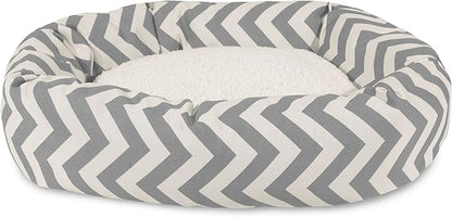 24 inch Grey Chevron Sherpa Bagel Dog Bed