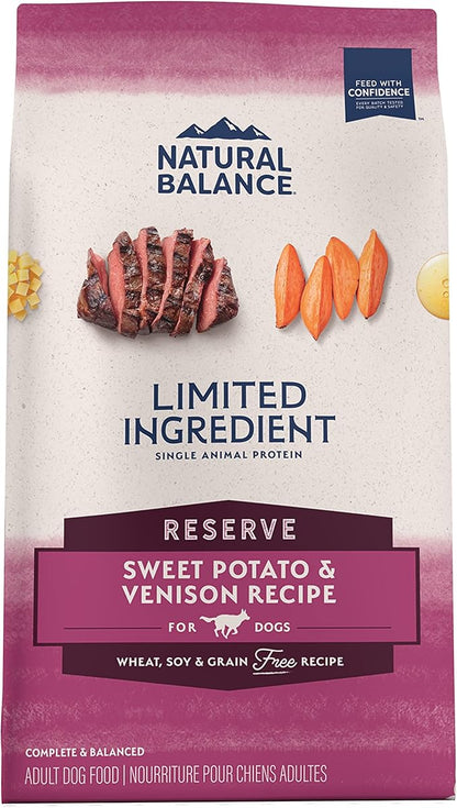 Natural Balance Limited Ingredient Adult Grain-Free Dry Dog Food, Reserve Sweet Potato & Venison Recipe, 22 Pound (Pack of 1)