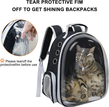 Cat Backpack, Airline Approved Bubble Carrying Bag for Small Medium Dogs Cats, Space Capsule Pet Carrier Dog Hiking Backpack Travel Carrier(Black)