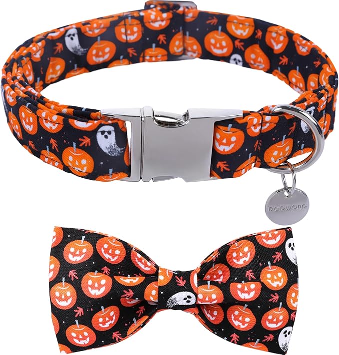 DOGWONG Fall Dog Collar with Bowtie