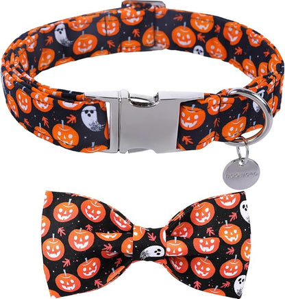 DOGWONG Fall Dog Collar with Bowtie