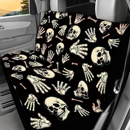 AFPANQZ Skull Skeleton Car Backseat Covers Dog Seat Cushion for Rear Seat Non-Slip Soft Car Seat Covers for Dogs