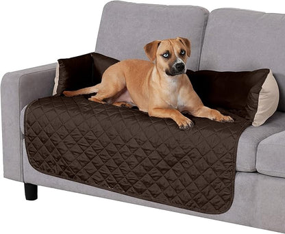 Furhaven Water-Resistant & Reversible 42" Wide Seat Cover Protector for Dogs & Cats, Perfect for Couches, Beds, & Car Seats - Sofa Buddy Bolster Seating Protector - Espresso/Clay, Large