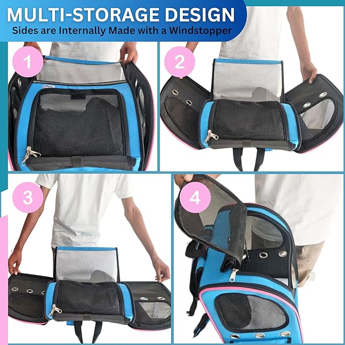 Cats & Dogs Travel Bag-Pet Carrier-Backpack Miami Ultima with Collapsible Bowl Expendable with Breathable Mesh 15lbs-20lbs Cat Carrier Dog Travel Bag