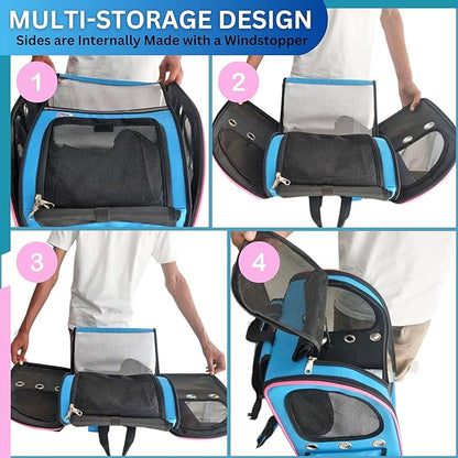 Cats & Dogs Travel Bag-Pet Carrier-Backpack Miami Ultima with Collapsible Bowl Expendable with Breathable Mesh 15lbs-20lbs Cat Carrier Dog Travel Bag