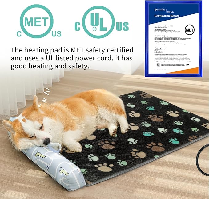 Pet Heating Pad 28x18 in Cat Heating Pads for Cats，Waterproof Heated Cat Bed