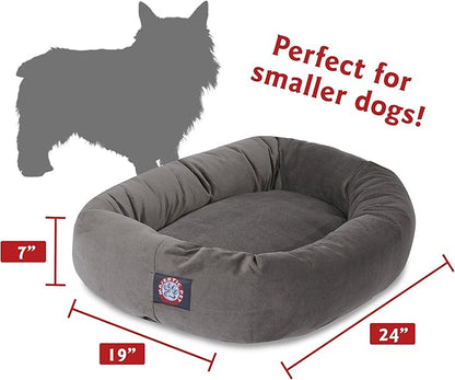 Majestic Pet 24 Inch Suede Calming Dog Bed Washable – Cozy Soft Round Dog Bed with Spine Support for Dogs to Rest their Head 24x19x7 (Inch)