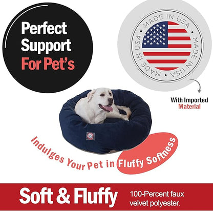 Majestic Pet 40 Inch Micro Velvet Calming Dog Bed Washable – Cozy Soft Round Dog Bed with Spine for Head Support 40x29x9 (inch)