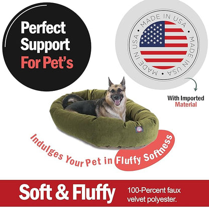Majestic Pet 52 Inch Micro Velvet Calming Dog Bed Washable – Cozy Soft Round Dog Bed with Spine for Head Support 52x35x11 (inch)