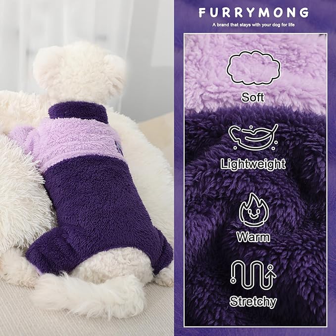Dog Sweater Pajamas Fall Dog Clothes for Small Dogs Girl & Boy Warm Turtleneck Dog Pjs Puppy Onesie Jumpsuits Winter Hairless Cat Clothes Dog Apparel Pet Clothes, Purple