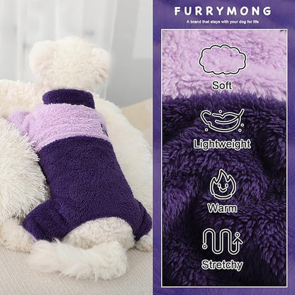 Dog Sweater Pajamas Fall Dog Clothes for Small Dogs Girl & Boy Warm Turtleneck Dog Pjs Puppy Onesie Jumpsuits Winter Hairless Cat Clothes Dog Apparel Pet Clothes, Purple