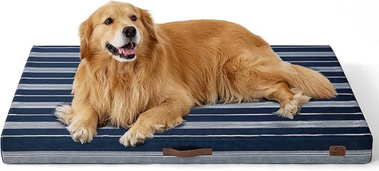 Bedsure Extra Large Patterned Dog Bed for Large Dogs Cover(44"x32", Navy