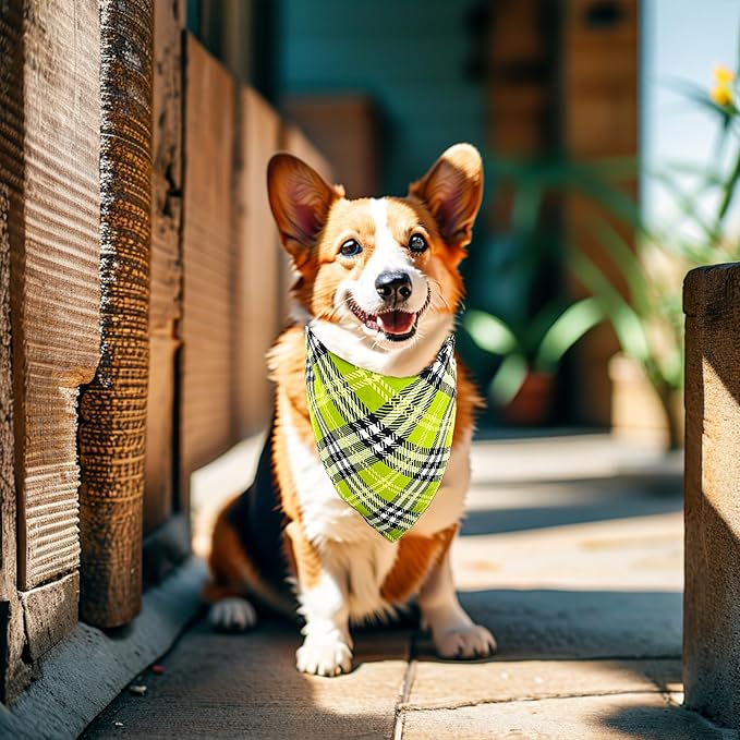 10PCS Dog Bandanas Plaid for Medium Breed Kerchief Washable Triangle Bibs Head Scarves Scarfs for Boys and Girls Grooming Accessories