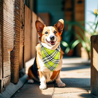 10PCS Dog Bandanas Plaid for Medium Breed Kerchief Washable Triangle Bibs Head Scarves Scarfs for Boys and Girls Grooming Accessories