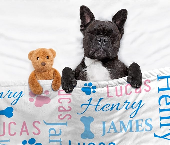 Personalized Dog Blankets Dog Paw Print Blanket Puppy Blanket 40"x30" for