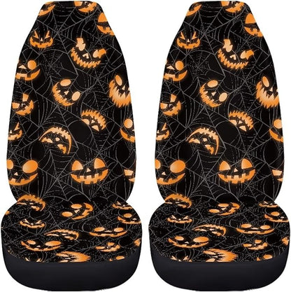 Halloween Spider Web Ghost Car Seat Covers Washable Seat Protector for Men Women Air Mesh Cloth Automotive Vehicle Seat Covers for Cars Interior for Cars
