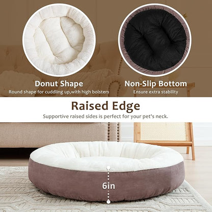 Love's cabin Round Donut Cat and Dog Cushion Bed 20in Pet