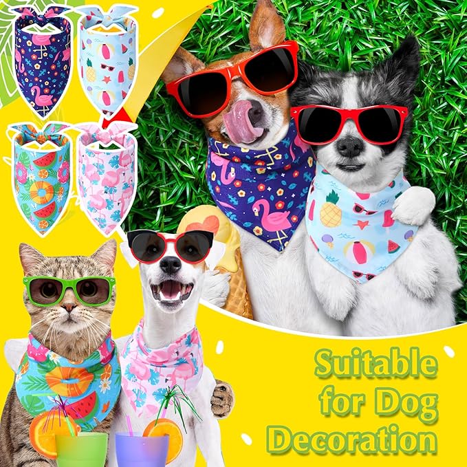 Sweetude 50 Pieces Hawaiian Dog Bandanas Summer Bandanas