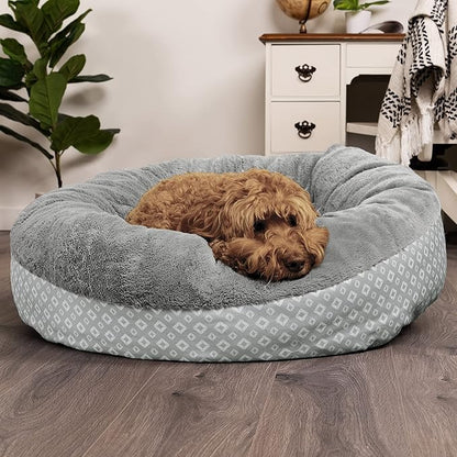 Furhaven Dog Plush Donut Bed 36' Round, 75 lbs