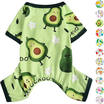 Dog Pajamas Pjs Spring Summer Dog Clothes for Small Dogs Girl - Boy - Medium Size Dogs, Cute Soft Stretchy Puppy Clothes Doggie Onesies Dog Cat Pet Jammies Outfit, Avocado Green