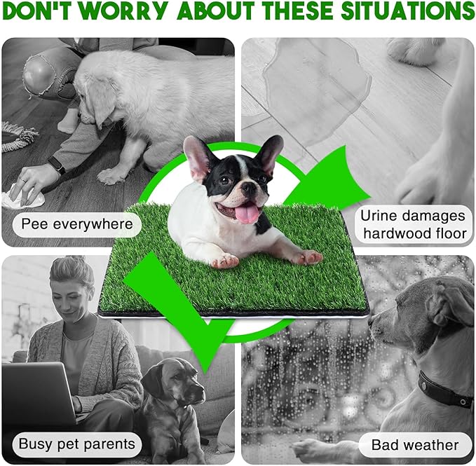 Dog Grass Mat with Pee Pad 20×25"