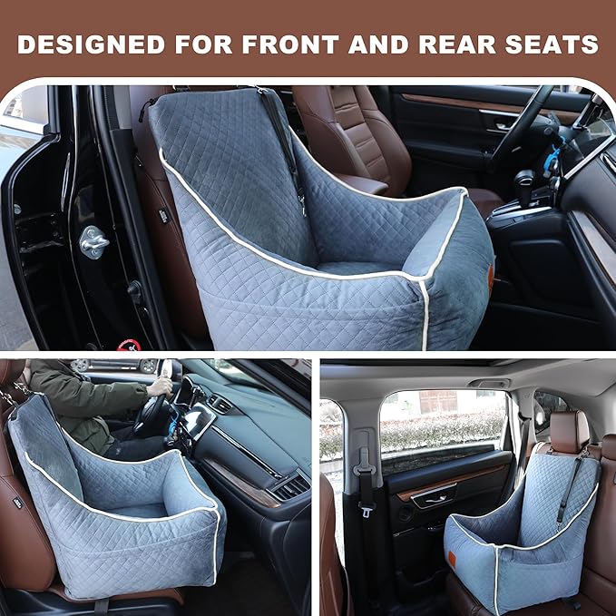 Dog Car Seat for Small/Medium Dogs 35lbs（Grey）