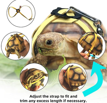 Pet Tortoise Turtle Leather Harness Small Pet Turtle Leash and Harness Pet Tortoise Leash Suitable for Tortoise Supplies Adjustable Control Leash (M,Black)