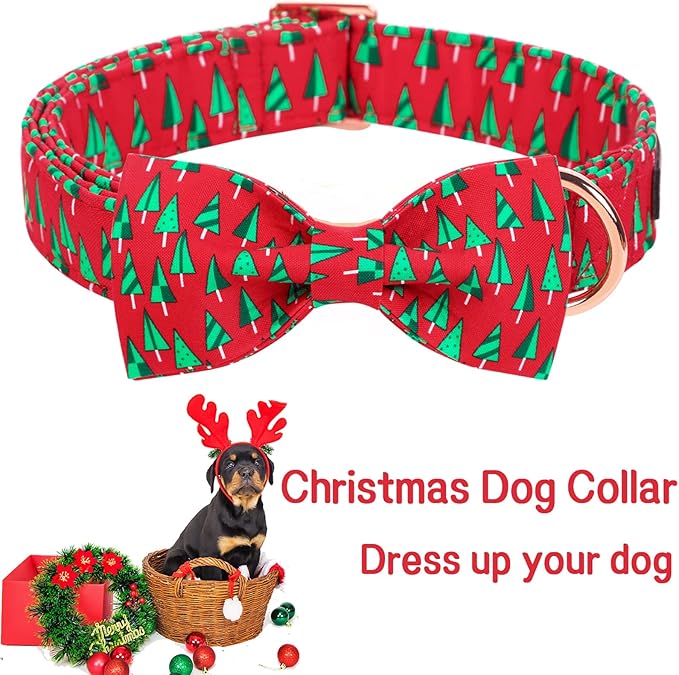 Unique style paws Christmas Dog Collar with Bow