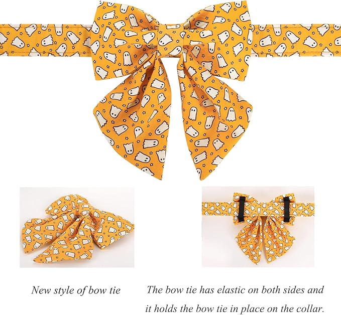 Lionet Paws Halloween Dog Collar with Bowtie 8-12in