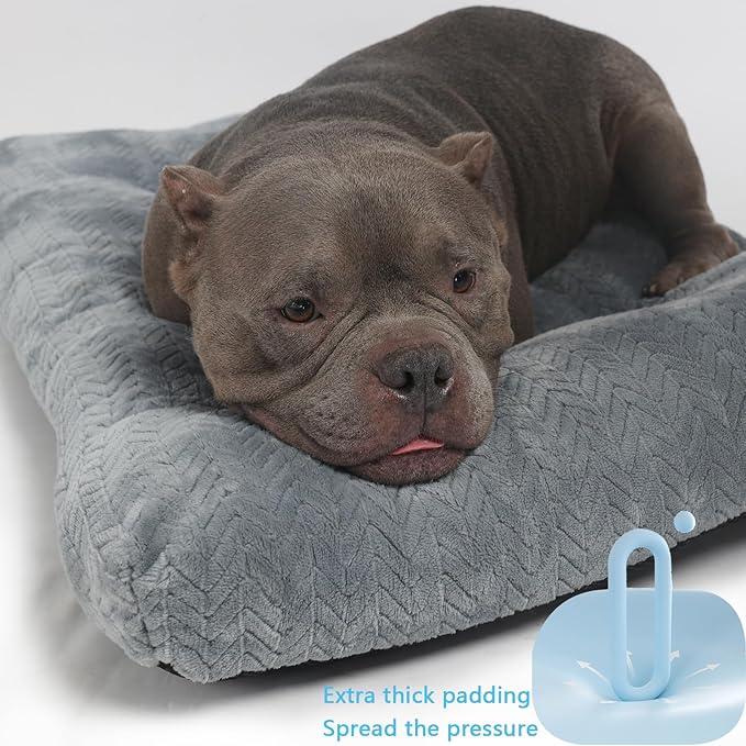 36 inch Dog Crate Pad for Large Dog Washable,Extra Soft Dog Crate Bed 36 x 24 Anti Anxiety Cozy Dog Bed fit Kennel or Cage Pillow,Comfy Non Slip Bottom Beds Deluxe Fluffy Sleeping Pet Mat,Dark Grey