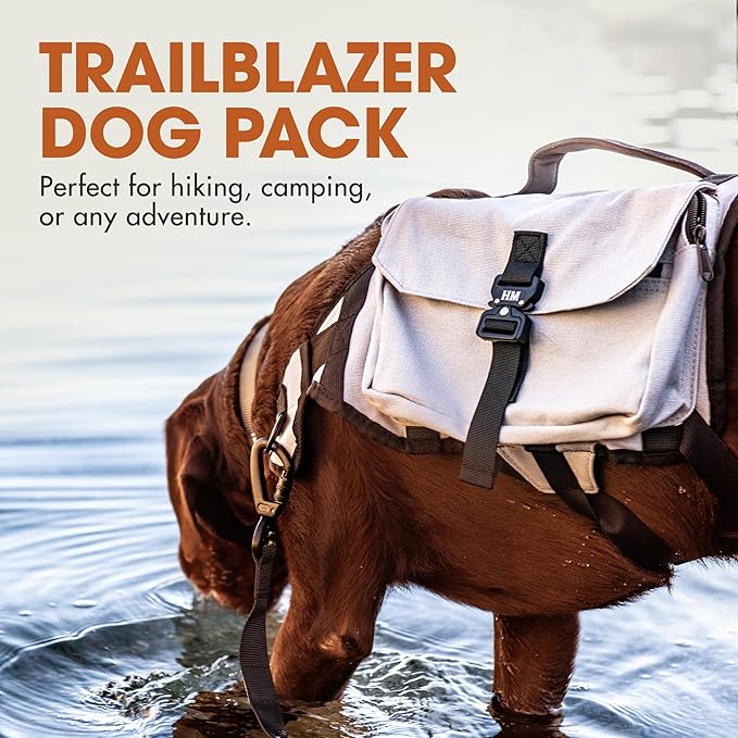 Mountain Hound Dog Backpack for Large Dogs – Dog Backpack Harness As A Useful Travel Bag for Camping & Hiking with Heavy-Duty Mesh Lining & Side Pockets – Weighted Dog Vest Included!