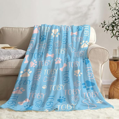 Personalized Dog Blankets Dog Paw Print Blanket Puppy Blanket 60"x50"