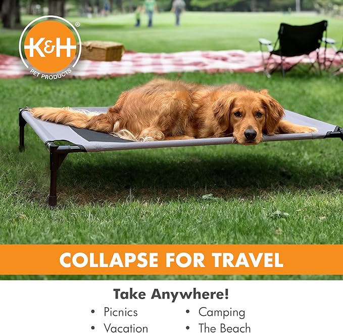 K&H Pet Products Dog Cots Beds for Large Dog- Elevated Outdoor Dog Cot Bed- Raised Dog Hammock Cooling Bed- Washable