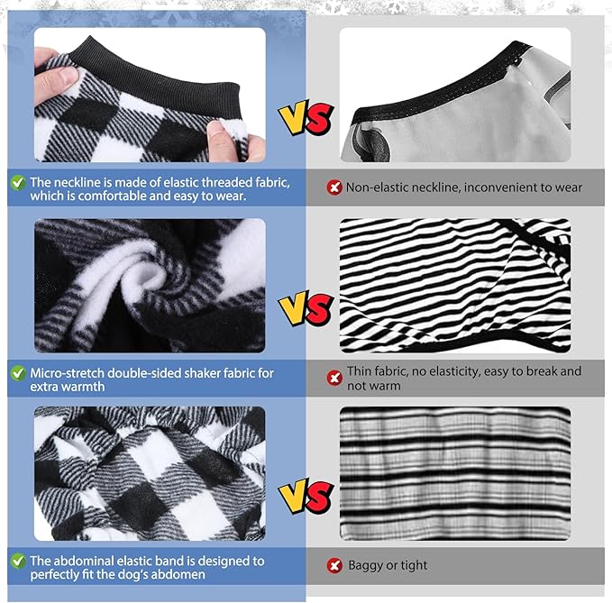 SCENEREAL Dog Pajamas for Small to Large Dogs Soft Pet Sweater Clothes Warm Puppy Onesie Outfits for Doggie Winter Christmas