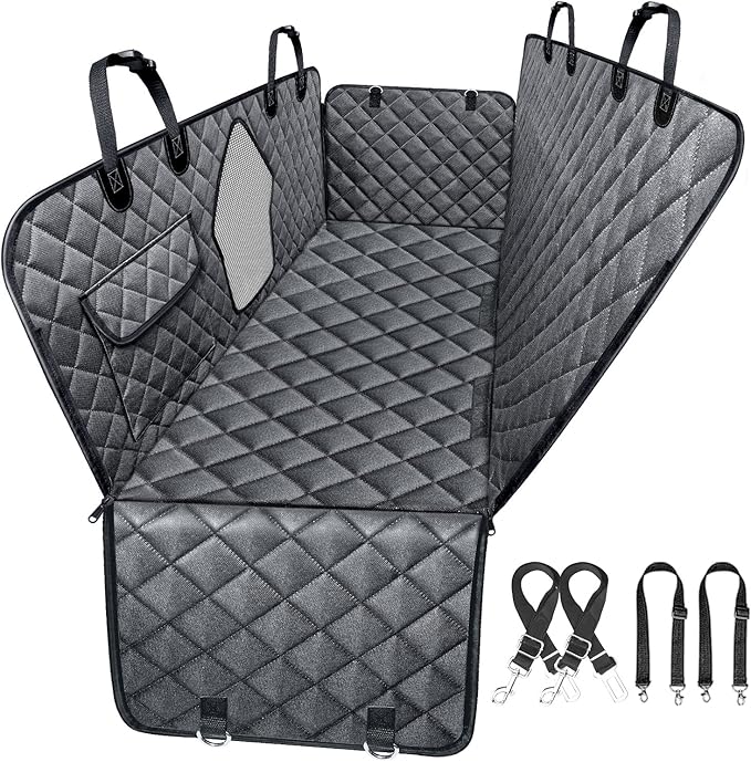 IVY&LANE Dog Car Seat Cover for Dogs 100% Waterproof 600D Scratchproof Sedans(Black,59"×63")