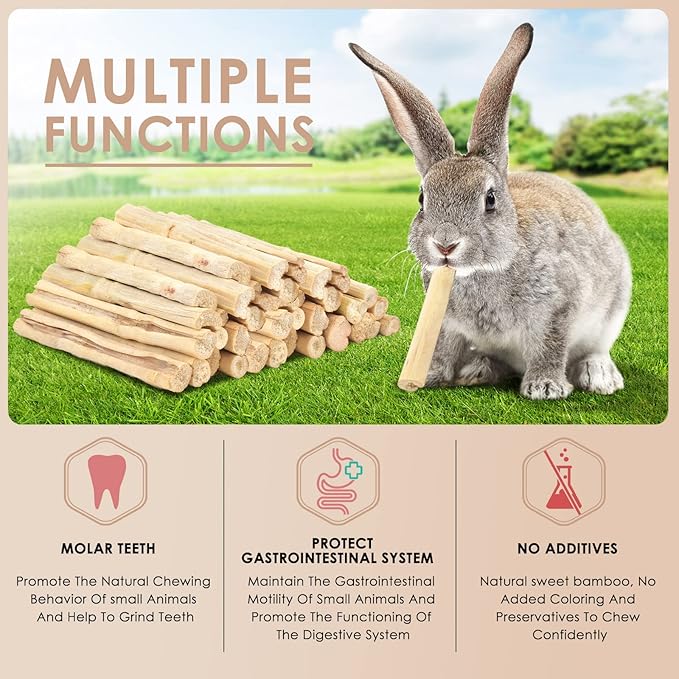 Bissap 700g/1.5Ib Sweet Bamboo Sticks for Rabbits, Bunny Chew Toys for Rabbits Hamster Chinchilla Guinea Pigs Rabbit Squirrel Small Animals Natural Treats Teeth Grinding Chew Sticks