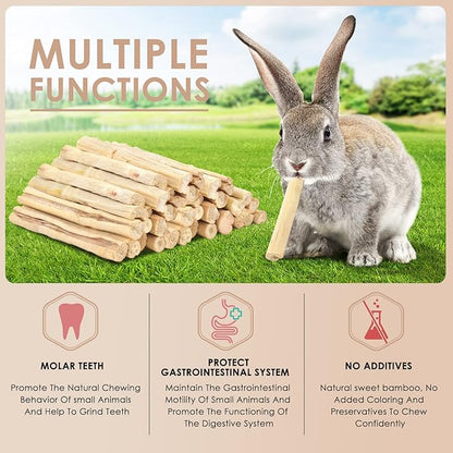 Bissap Sweet Bamboo Chew Sticks for Rabbits 1000g/2.2Ib, Bunny Chew Sticks for Rabbits Hamster Chinchilla Guinea Pigs Rabbit Small Animals Natural Treats Teeth Grinding Chew Toys