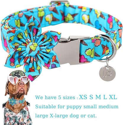 Summer Dog Collar with Flower 8-12in