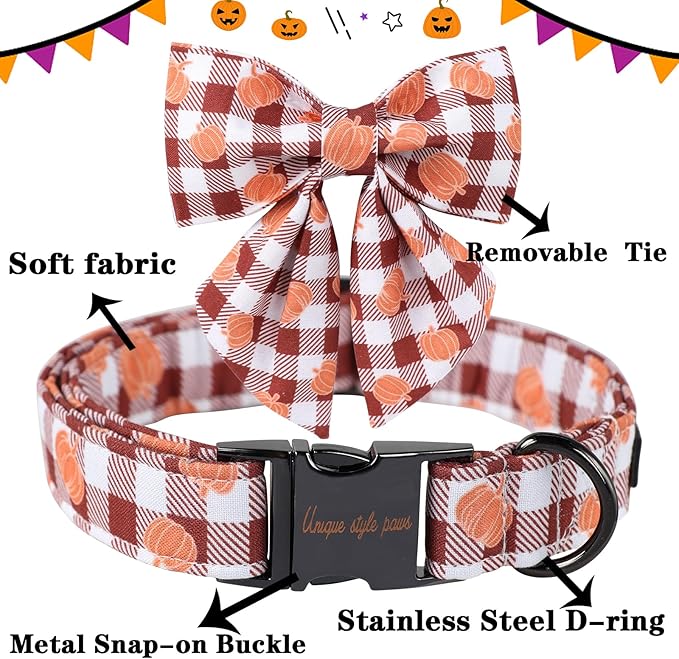 Unique Style Paws Cotton Dog Collar with Bow