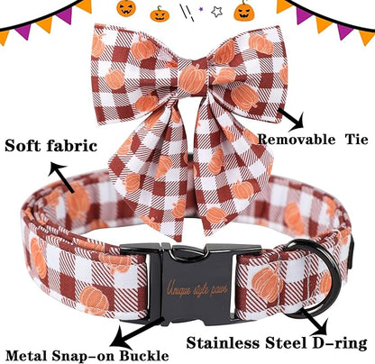 Unique Style Paws Cotton Dog Collar with Bow