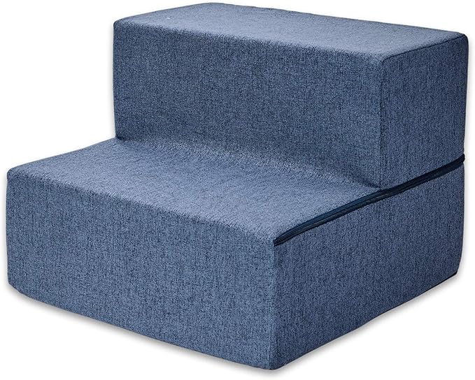 Best Pet Supplies Foldable Pet Steps/Stairs with CertiPUR-US Certified Foam for Small to Medium Dogs/Cats 2-Steps (H: 12")