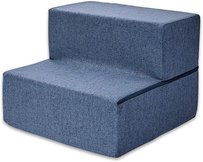 Best Pet Supplies Foldable Pet Steps/Stairs with CertiPUR-US Certified Foam for Small to Medium Dogs/Cats 2-Steps (H: 12")