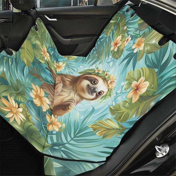 AFPANQZ Tropical Leaves Sloth Car Seat Cover Waterproof