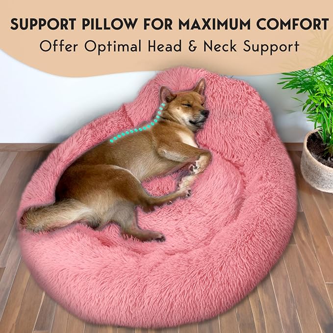 PetJett Calming Dog Bed for Medium Dogs 30'' Donut 45 lbs,