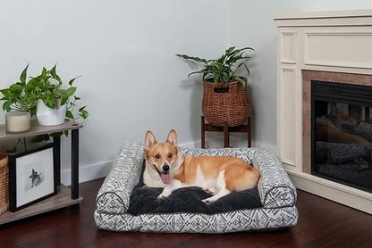 Furhaven Pillow Dog Bed for Large/Medium Dogs w/ Removable Bolsters & Washable Cover